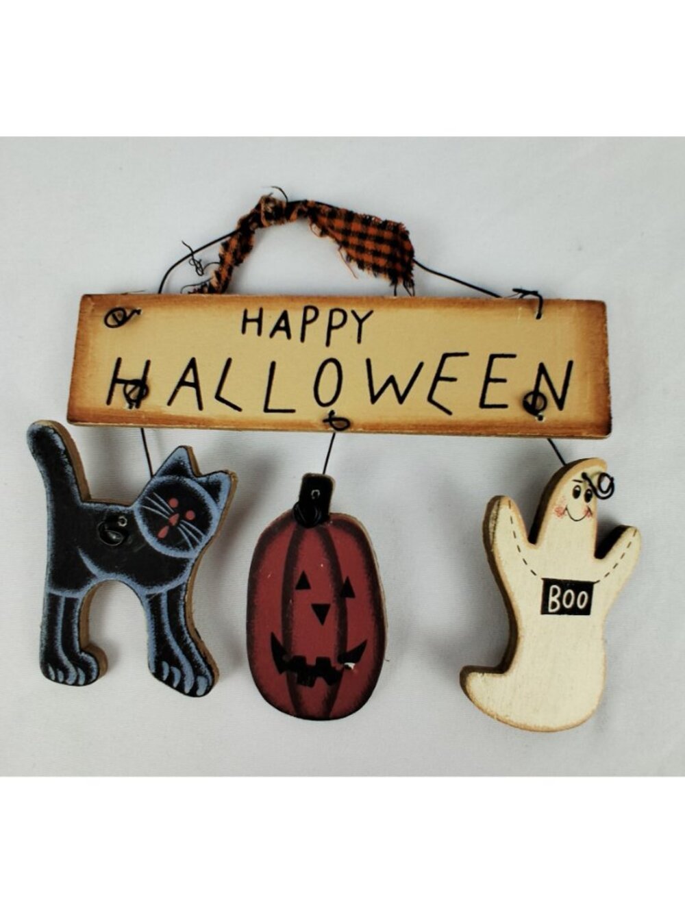 Halloween Wooden Ornaments Featuring Jack-O-Lanterns Witch Happy Halloween Sign - Picture 6 of 6